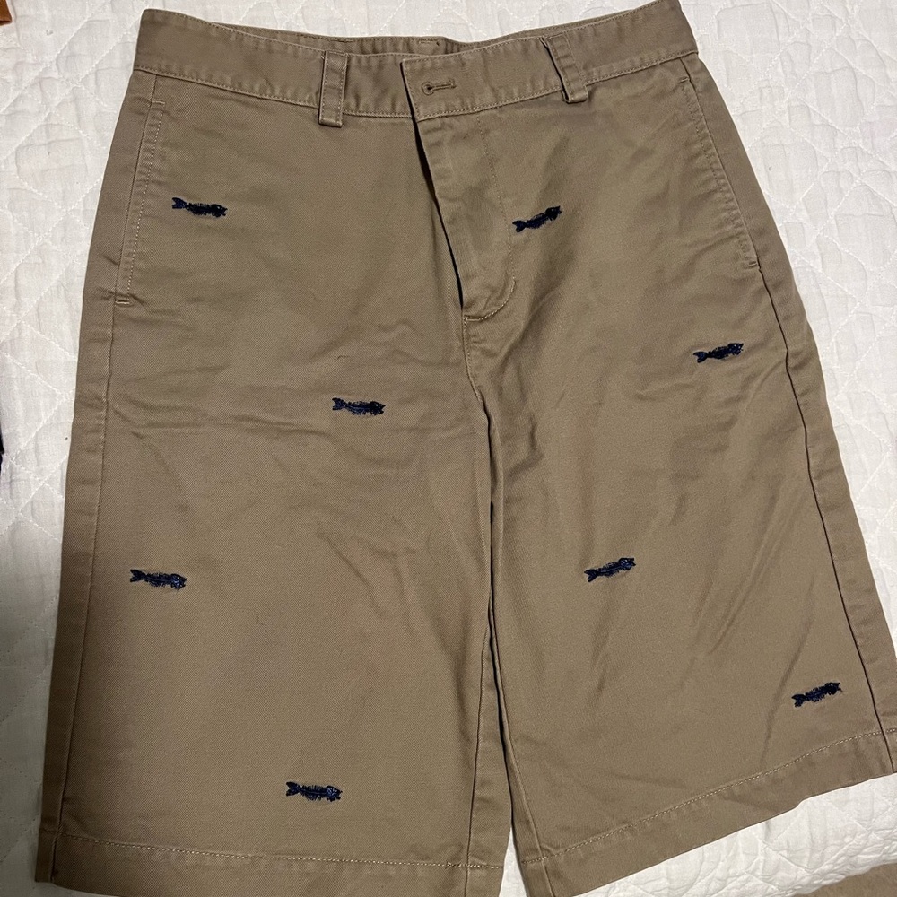 Tan with Navy fish shorts by Vineyard Vines. Size 14